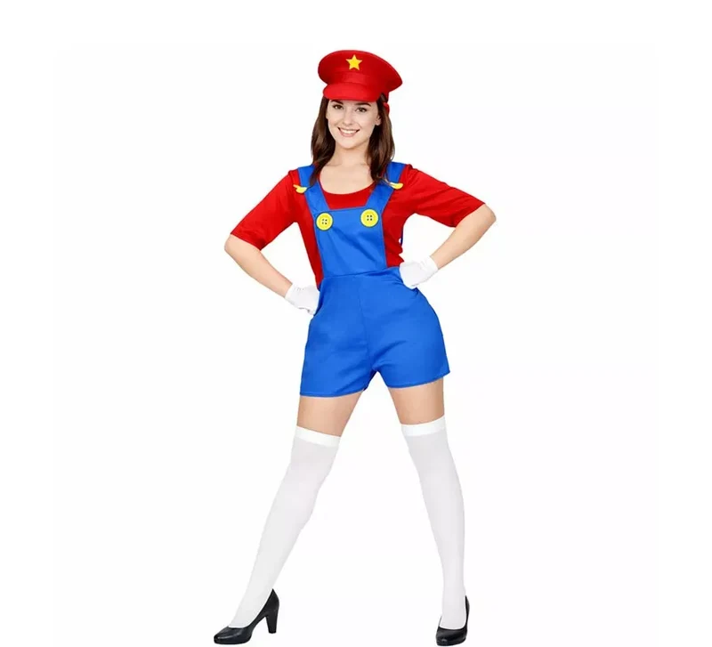 Disfraz de Súper Fontanera roja para mujer XS