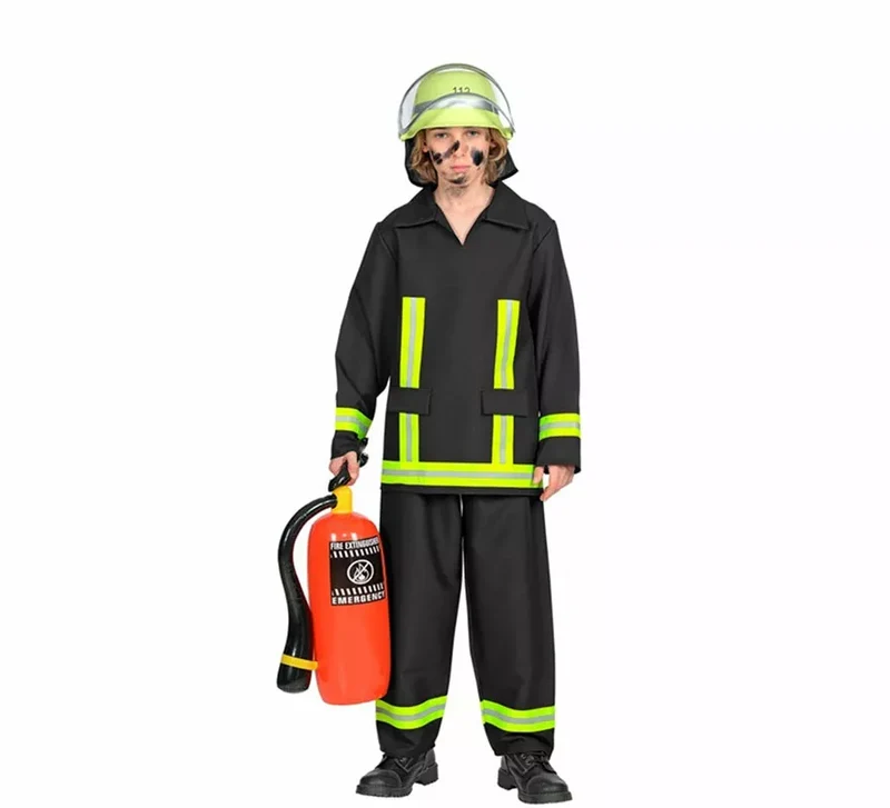 Disfraz de Bombero negro y amarillo para niño 5-7A