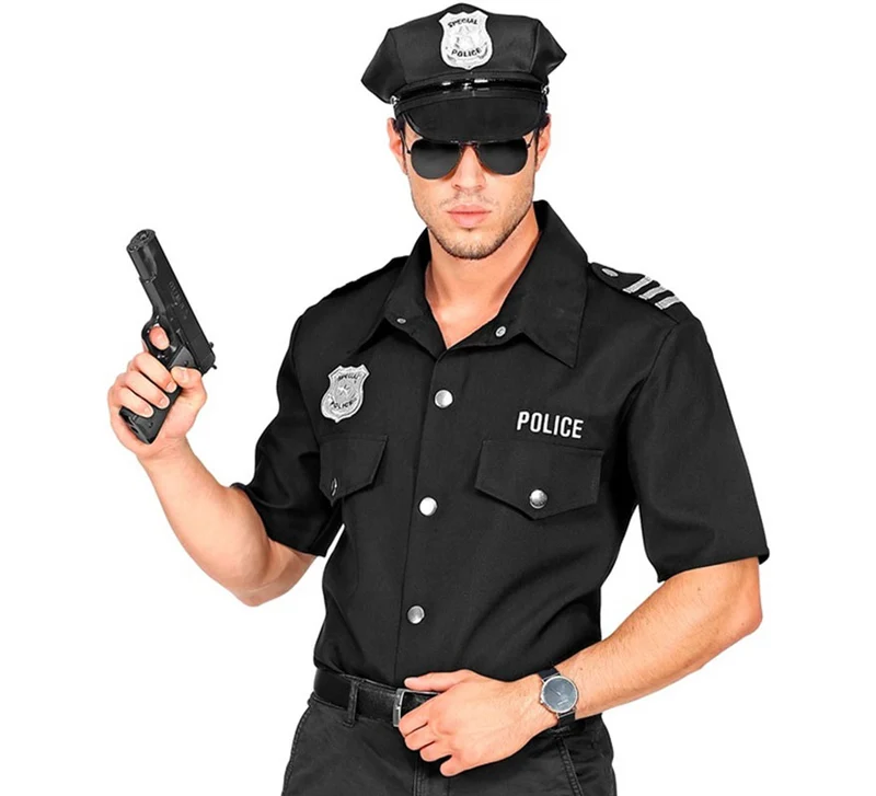 Disfraz o Camisa de Oficial de Policía para hombre S-M