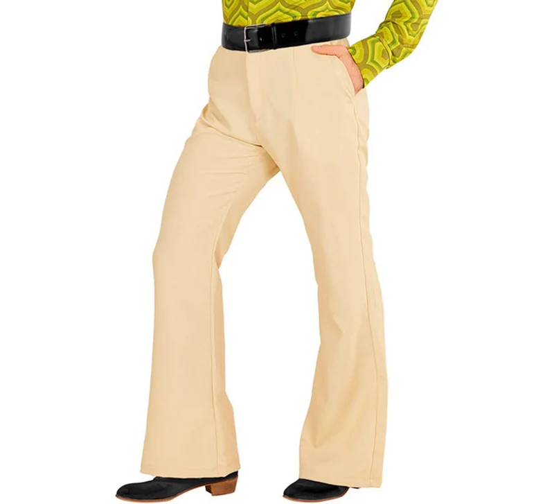 Pantalones Disco Años 70 beige para hombre S-M