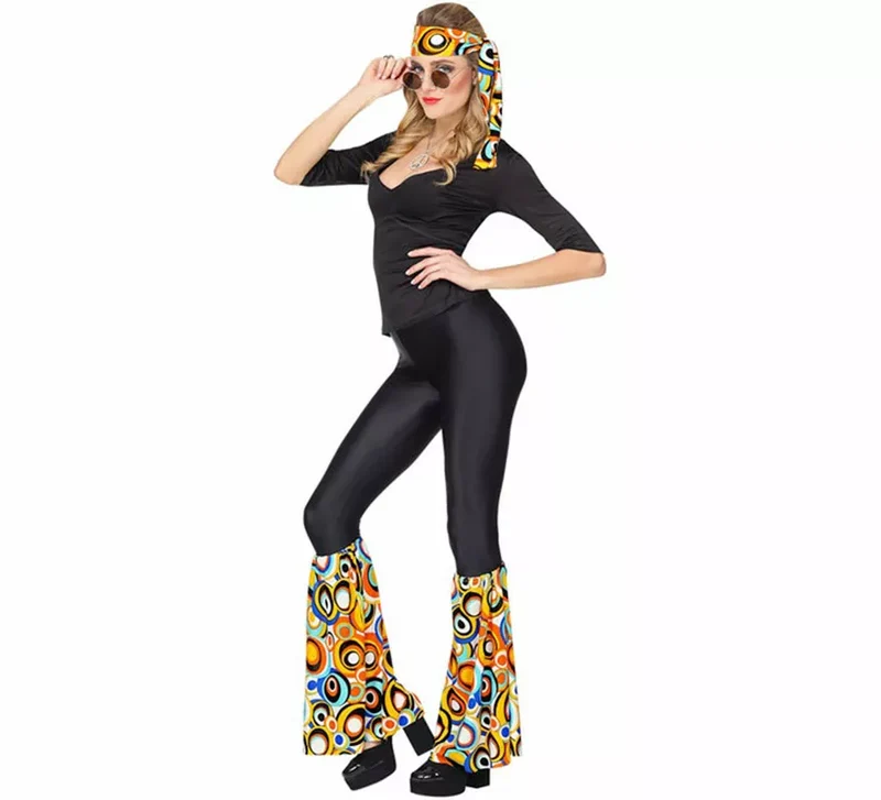 Kit Hippie Años 70 Burbujas multicolor adulto: Banda y Calentadores Sin talla