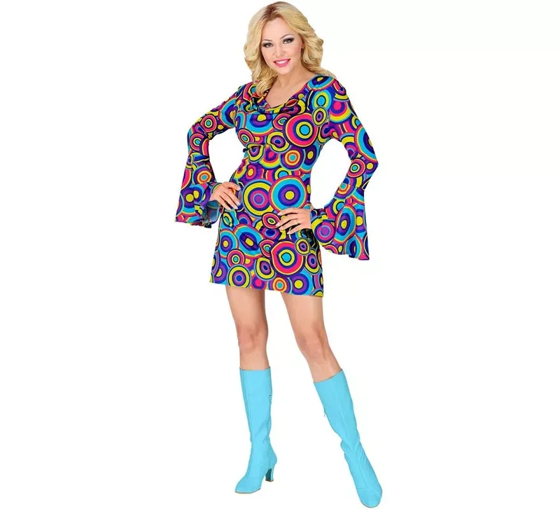 Disfraz de los años 70 Burbujas azules para mujer XXL