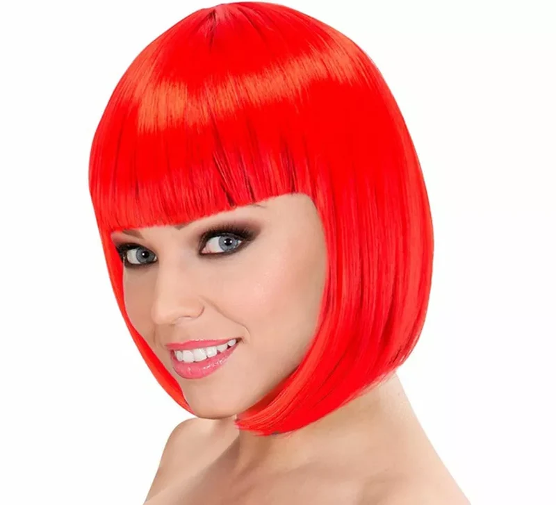 Peluca Corta Bob roja con Flequillo Universal Adulto