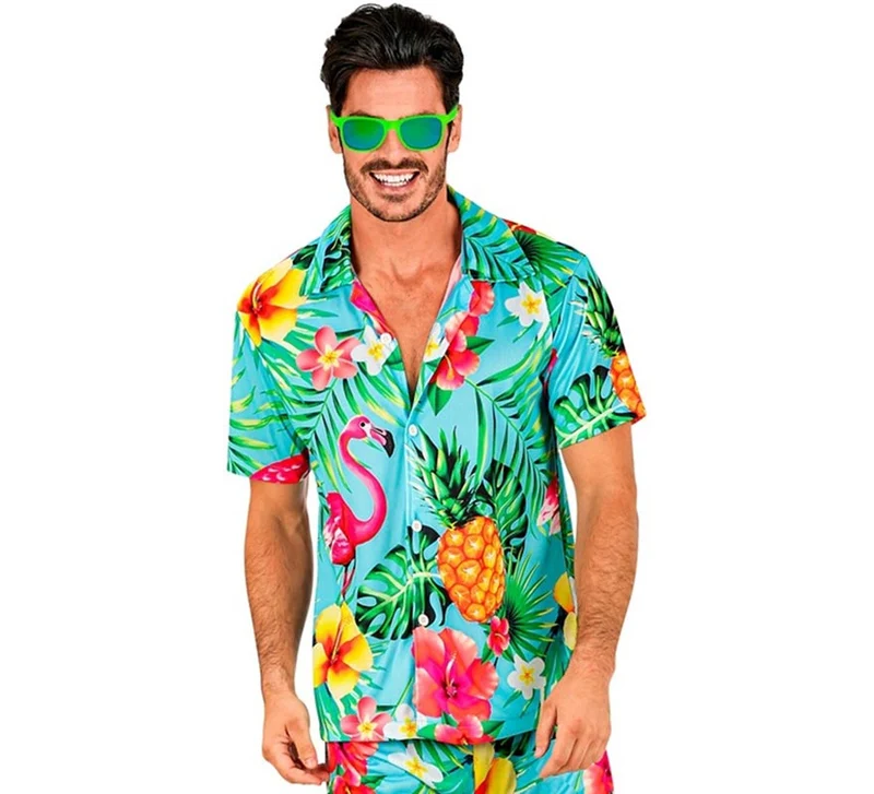 Camisa manga corta Hawaiana Estampado Tropical para hombre S-M
