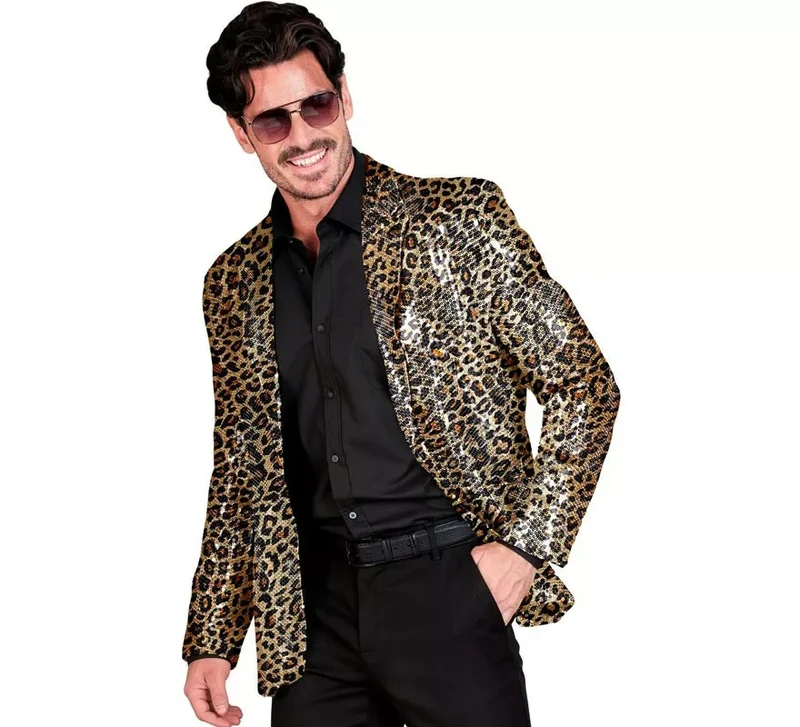 Disfraz o Chaqueta Fiesta animal print leopardo clásico para hombre L