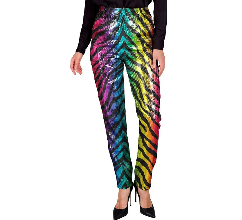 Pantalones Moda Fiesta Animal Print rayas multicolor para mujer L