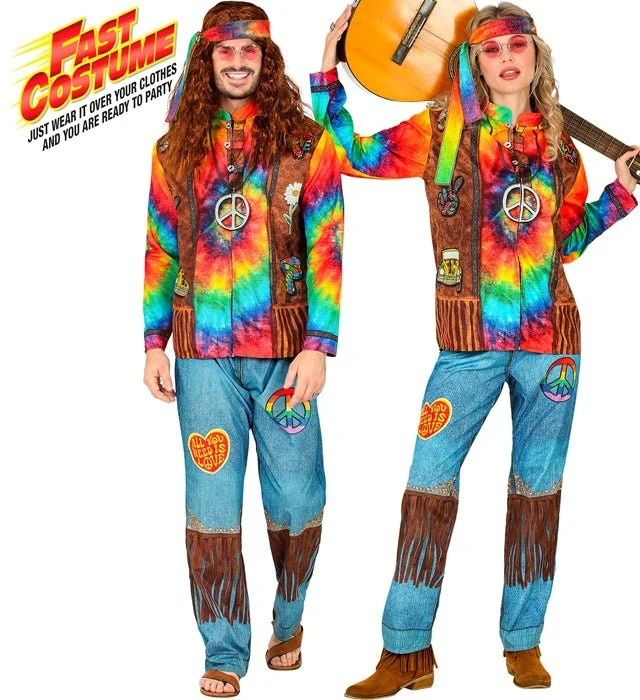 Hippie Kostüm bunt Uni L