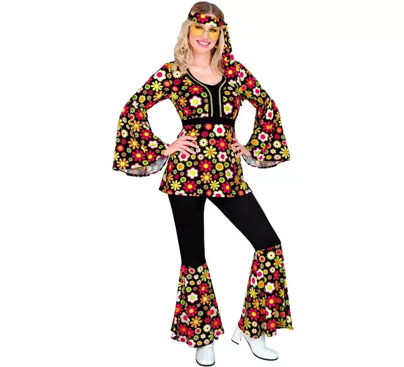 Disfraz de Hippie años 60 oscura para mujer L