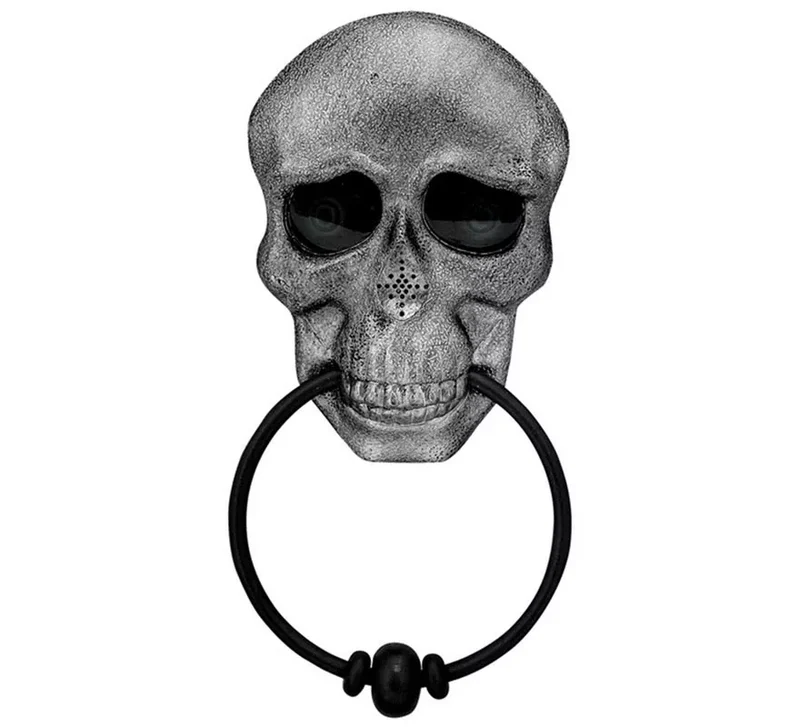 Calavera para Puerta con Ojos Animados y Voz Espeluznante Sin talla