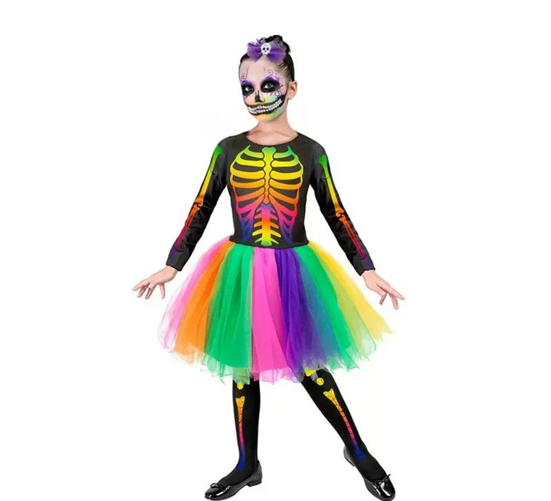 Disfraz de Esqueleto Tutú multicolor para niña 5-7A
