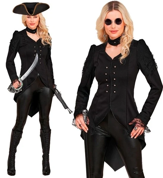 Gothic-Frack, schwarz, für Damen XL
