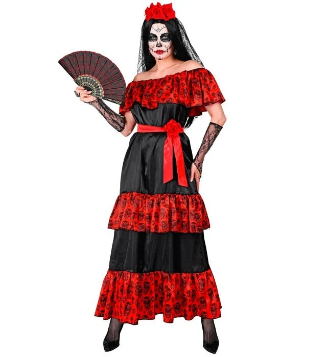 Dia de los Muertos-Kleid für Damen, 4-teilig XL