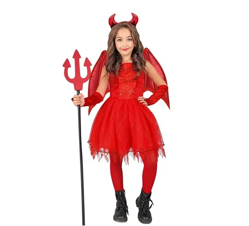Disfraz de Diabla con Alas y Cuernos para niña 8-10A