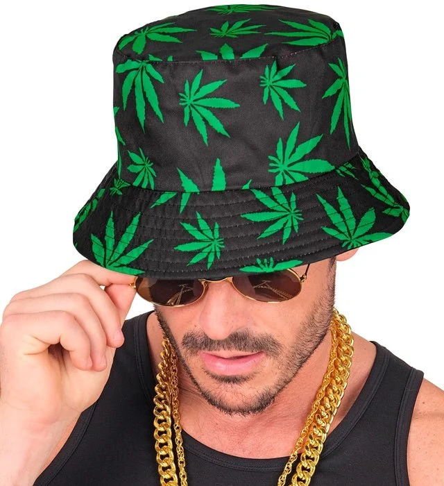 Weed-Bucket-Hat Schwarz-Grün