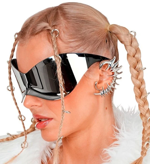 Schwarze Oversize-Sonnenbrille mit verspiegelten Gläsern