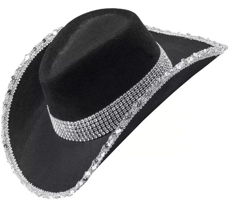 Sombrero de Vaquero con lentejuelas en varios colores Negro