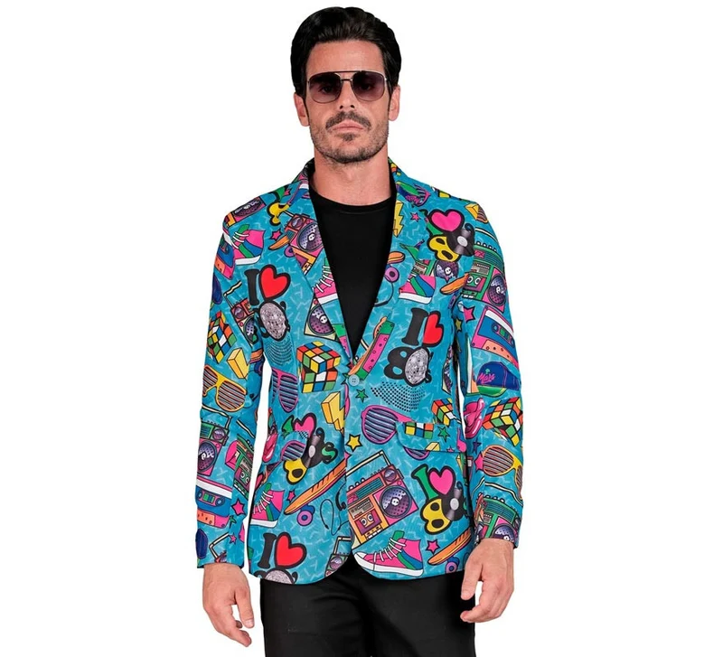 Chaqueta Fiesta Retro años 80 azul para hombre S