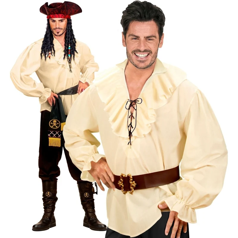 Beige Bluse Herren Piraten/Renaissance M/L