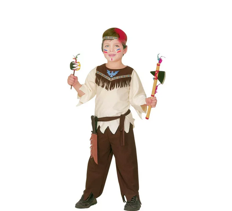 Disfraz de Indio Beige con Flecos para niño 3-4A