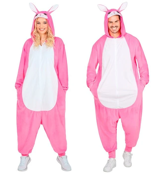 Kaninchen-Strampler, weiß-rosa L/XL