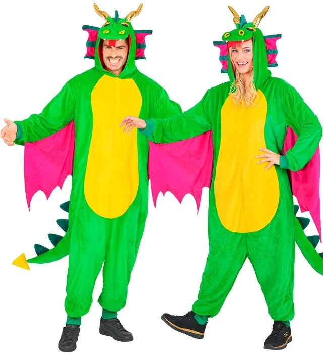 Drachen-Strampler Grün Gelb Rosa L/XL