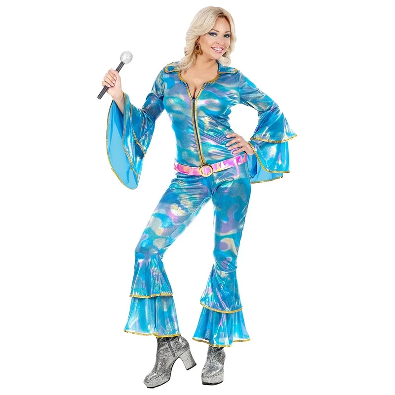 Disco 70S Jumpsuit Blau Damen L
