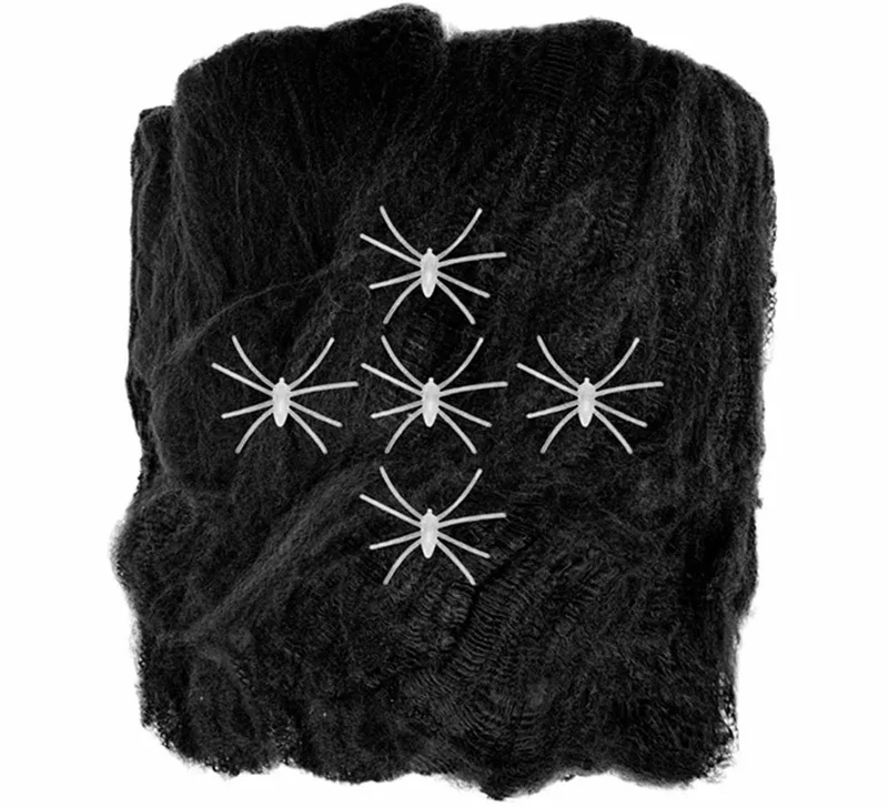 Telaraña negra de 100 g con 5 Arañas Fluorescentes Sin talla