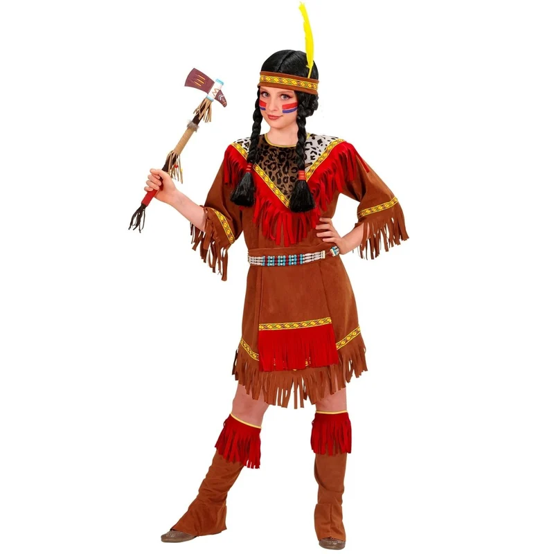 Indianerkleid Mädchen Panther Druck 158 - 11/13 Jahre