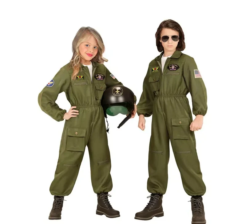 Disfraz de Piloto Jet de Combate para niños y adolescente 5-7A