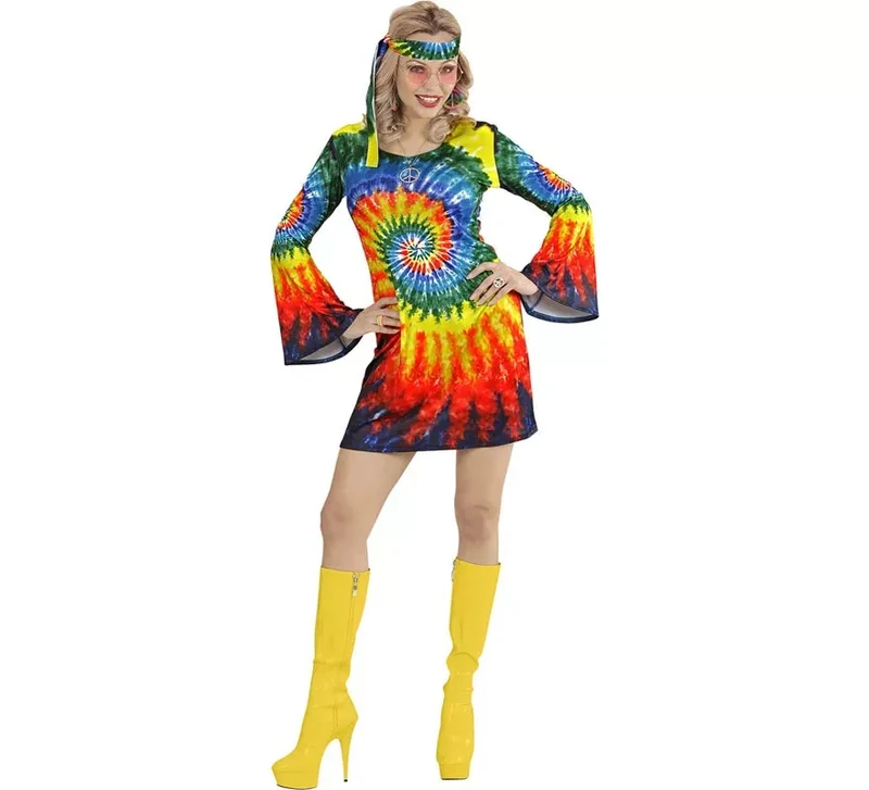 Disfraz de Hippie Ondas Psicodélicas para mujer XL
