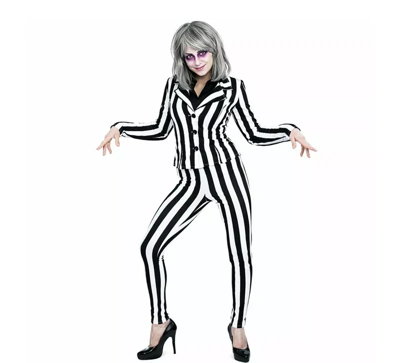 Disfraz de Fantasma a rayas para mujer XS