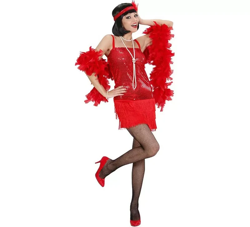 Disfraz de Charleston rojo brillante para mujer M
