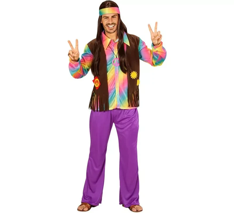 Disfraz de Hippie Arcoíris para hombre M