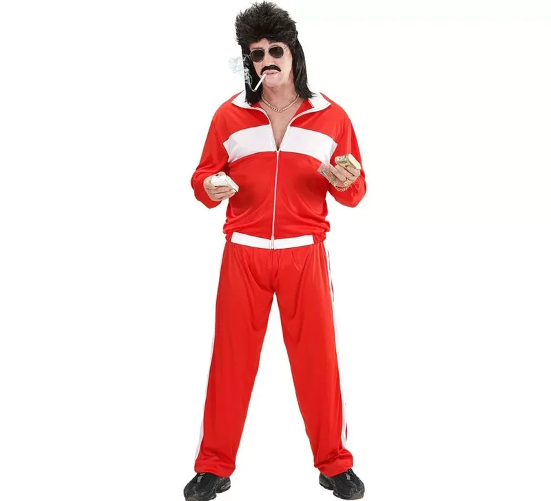 Disfraz de Chándal Años 80 rojo y blanco para hombre XXL