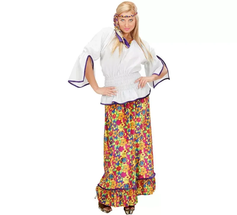 Disfraz de Hippie de terciopelo para mujer XL