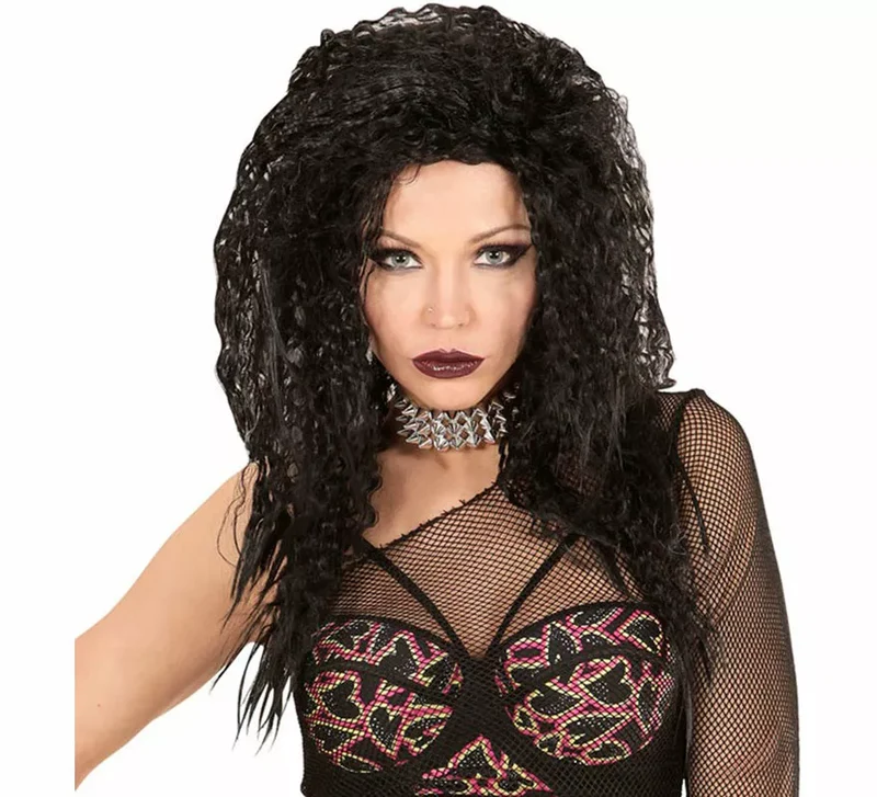 Peluca Hard Rock negra Sin talla
