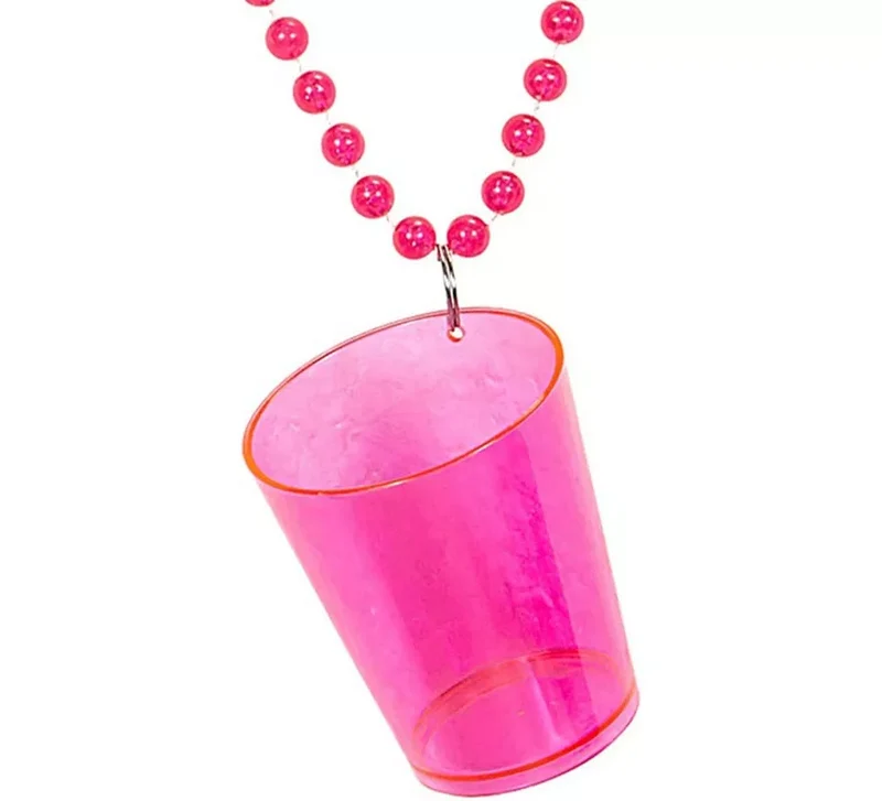 Collar con Vaso de Chupito Shot en varios colores neones Rosa
