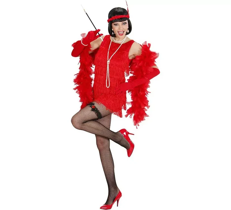 Disfraz de Charleston de lujo rojo para mujer S