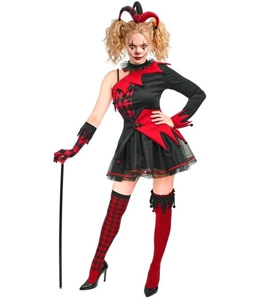 Halloween-Kleid für Damen: Narr XS