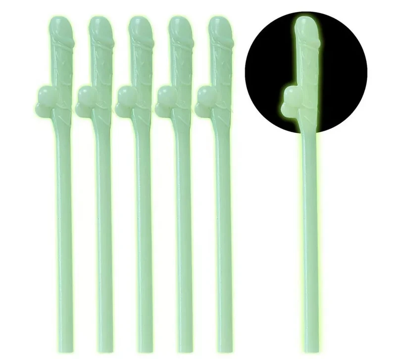 Pack de 6 Pajitas Fluorescentes con forma de Penes Sin talla