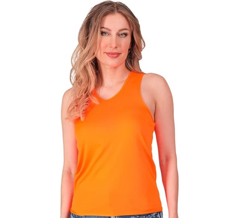 Camiseta de Tirantes naranja neón para mujer S-M