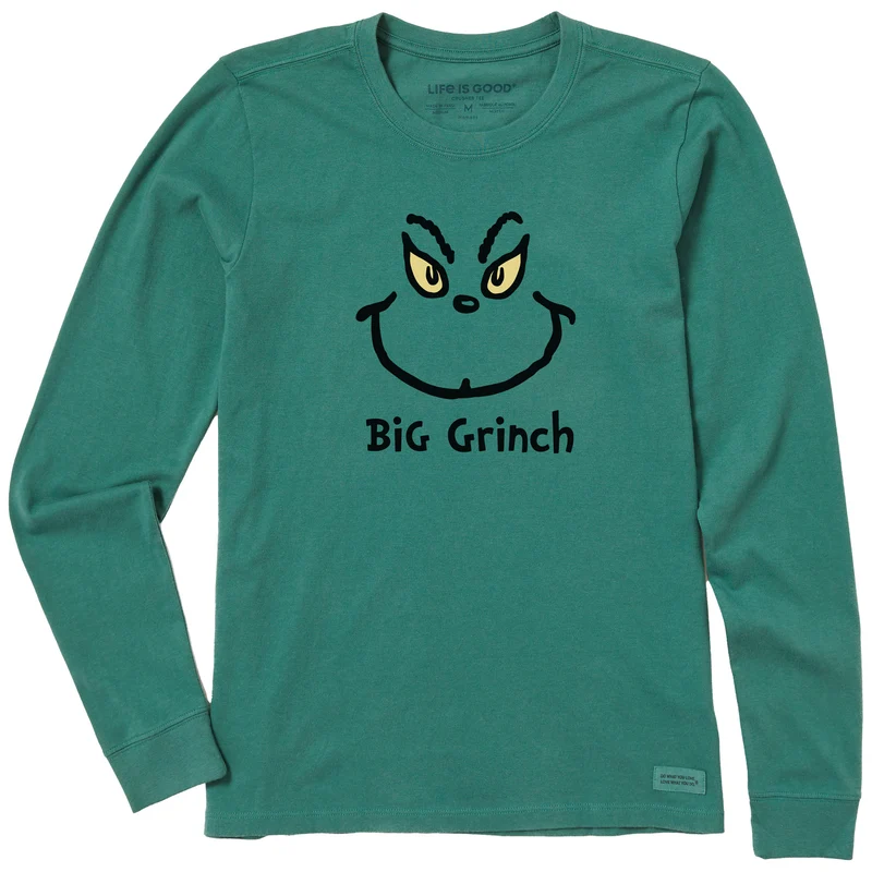 Women's Big Grinch Long Sleeve Crusher Tee Spruce Green / XXL / Crusher