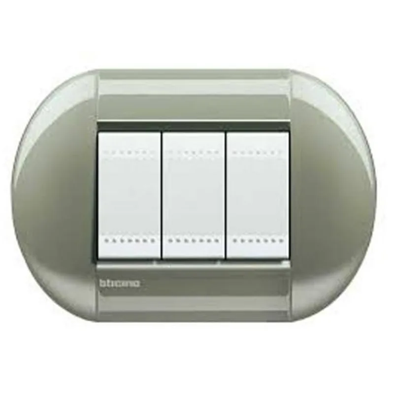 Placa Redonda Living Light 4X2 3 Postos Tech - Bticino