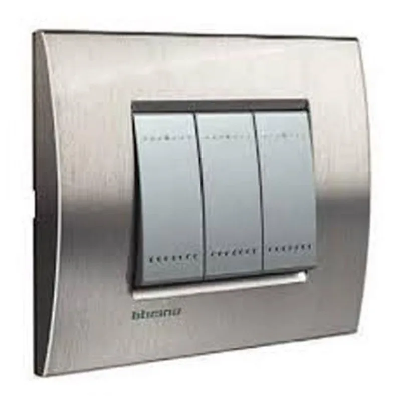 Placa Living Light 4X2 3 Postos Acciaio - Bticino