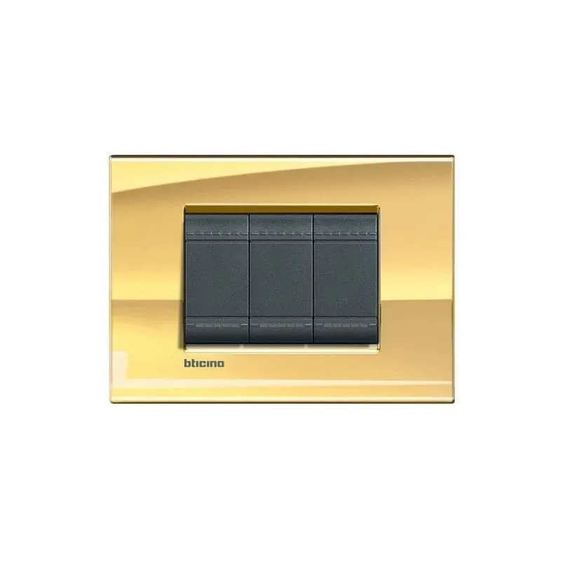 Placa 4X2 Para 3 Módulos Oro Freddo Light Bticino