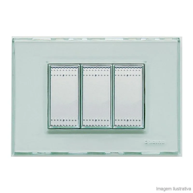 Placa 4x2 3 postos cristal Light Bticino