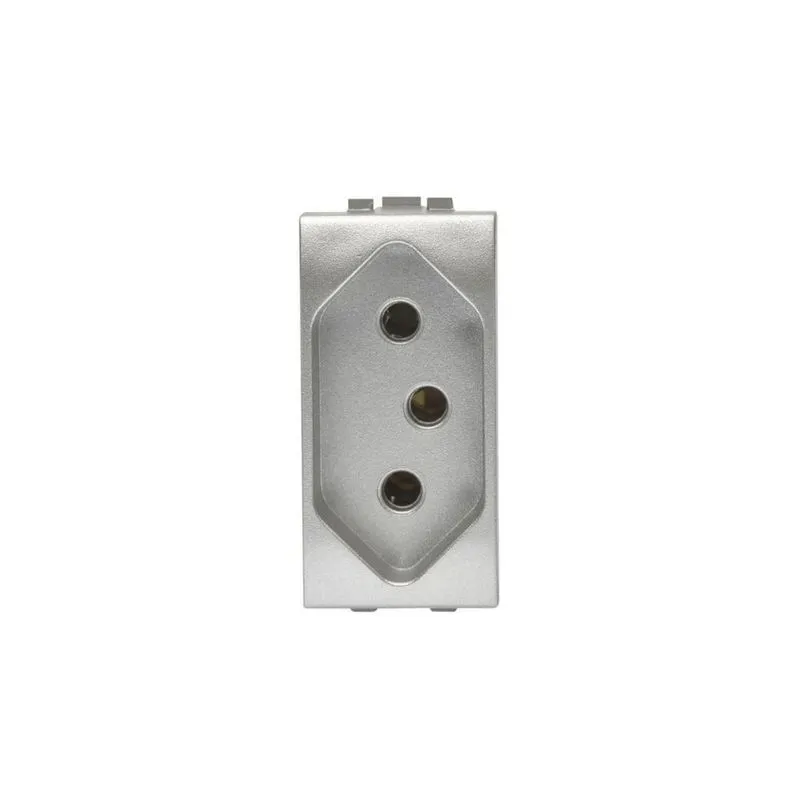 Módulo Tomada 2P+T 10A 250V Pb Tech Prata Living Light Bticino