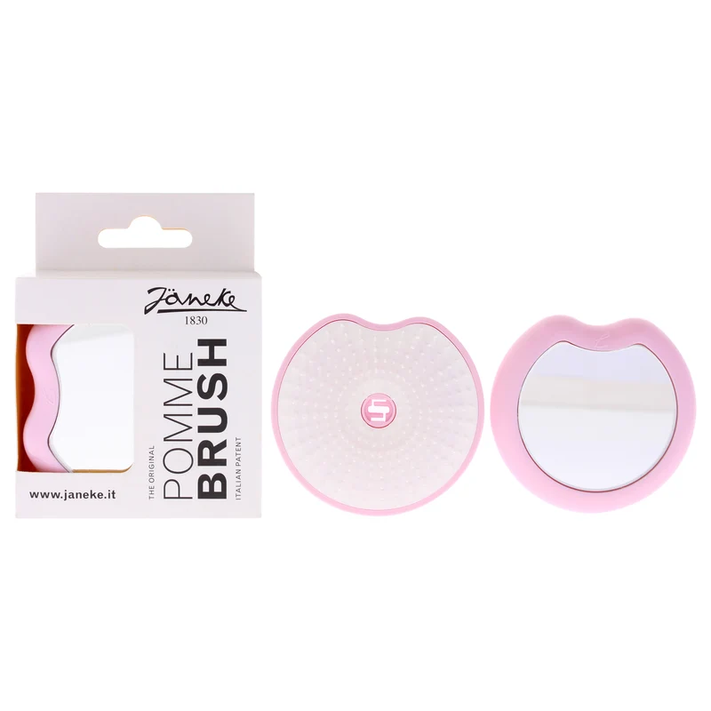 Janeke Pomme Compact brush With Mirror - Pink by Janeke for Unisex - 1 Pc Hair Brush 1 Pc