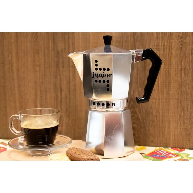 Cafeteira Bialetti Moka Junior Manual Prateada Italiana 9 Xicaras