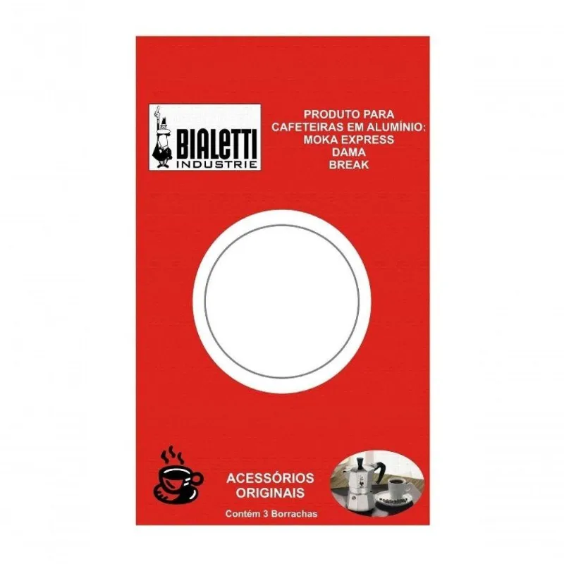 Kit Reparo Bialetti Moka Express 3 Anéis Vedação Borracha com Filtro de Aço 1 Xíc